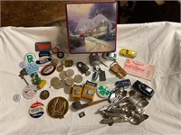 Assorted tin of collectibles