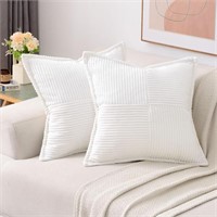 HAUSSY White Throw Pillow Covers 20x20 Inch Set