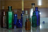 13 assorted poison bottles incl. 5 cobalt, 4