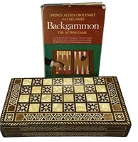Wooden Backgammon Game and Book