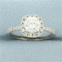 Diamond Halo Engagement Ring in 14k White Gold