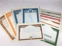 Group of 11 Antique Unprinted Bond Blanks