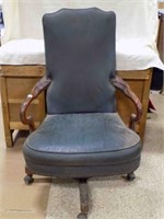 Vintage Leather/Wood Office Chair