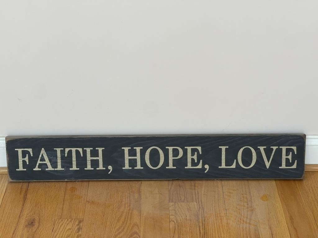 FAITH, HOPE & LOVE WOODEN SIGN
