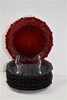 Nine Avon Red Ruby Glass 7" Plate