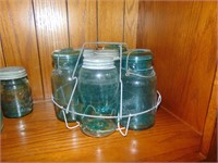 Blue Ball Canning Jars & Wire Caddy
