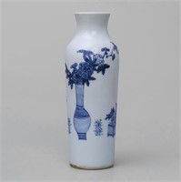 Blue And White Floral Rouleau Vase