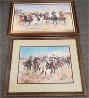 2 Frederick Remington western prints- framed