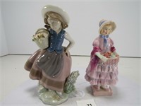 TRAY: LLADRO & ROYAL DOULTON FIGURES