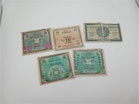 Lot  WWII German Italy France 1940's Money
