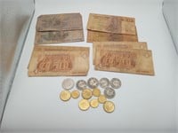 Lot Foreign Egyptian Money Bills & Coins Currency