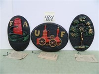 (3) Cast Iron John Wright Fire Markers - U.F.I.C.,