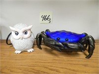 (2) Lighted Animal Lamps - Owl & Crab