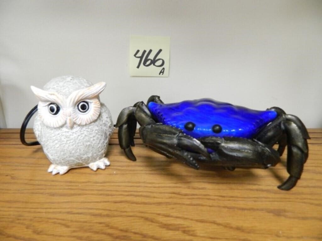 (2) Lighted Animal Desk Lamps - Owl & Crab