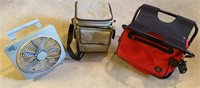 Cooler bag chair, Eddie Bauer cooler and battery