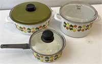 3pc Vintage Austrian Porcelain Enamel Cookware