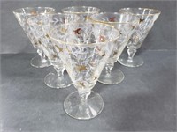 Set of 6 cocktail glasses w/ filigree design