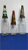 3 X CASTROL HEX BOTTLES WITH POURERS