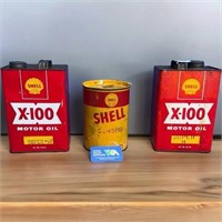 3 SHELL OIL TINS INCLUDES: 2 X100 SUPER M