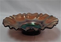 Amethyst Carnival Glass Flute 3-to-1 Edge 9" Bowl