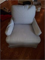 Super Clean Upholstered Light Blue & White Chair
