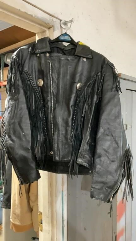 Leather coat with fringe size unknown