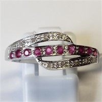 $200 S/Sil Ruby  Diamond Ring