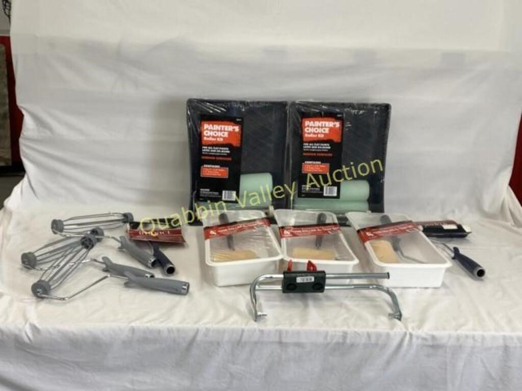 LOT OF ASSORTED PAINTING ROLLER KITS & HANDLES