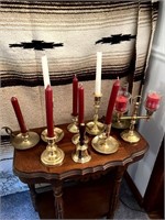 Grouping of Brass Candleholders