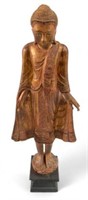 Gilded Buddha Carved Wood Wall Sculpture.