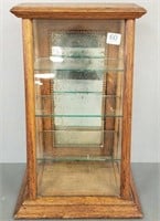 Antique oak tabletop display case 15 1/4" high