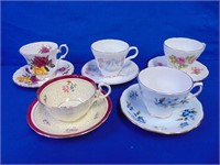 (5) Tea Cups And Saucers
