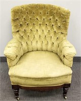 Antique Victorian tufted club chair - 39" high x