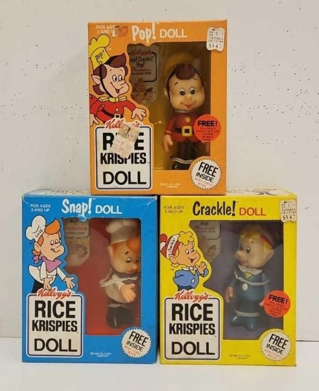 Set of 1984 Kellogg's Snap, Crackle & Pop Dolls