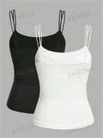 Women's 2 Pieces Simple Spaghetti Strap Tops, L