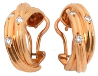 Pr. Cartier 18K Gold & Diamond Earrings
