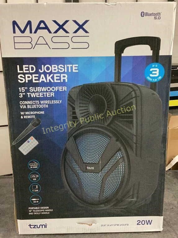 Tzumi Maxx Bass 20W LED Jobsite Speaker