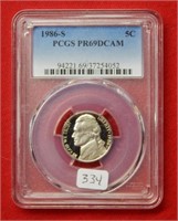 1986 S Jefferson Nickel PCGS PR69 DCAM