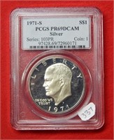 1971 S Eisenhower Silver Dollar PCGS PR69 DCAM
