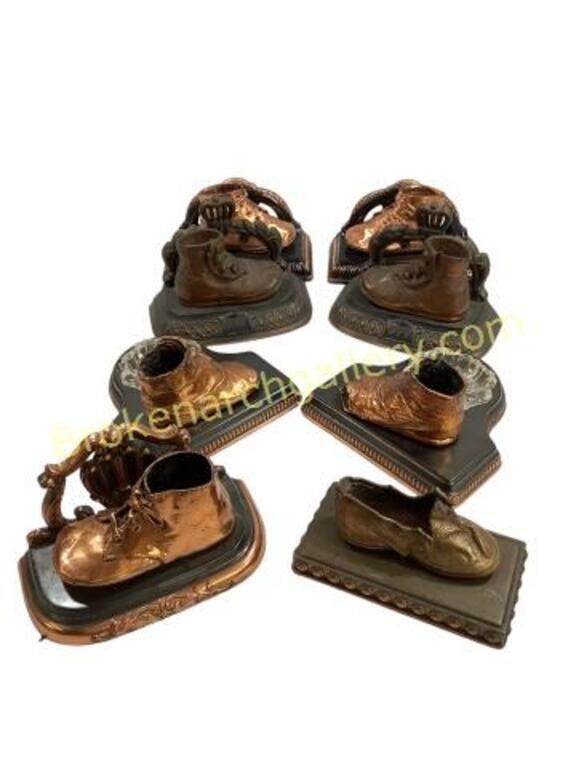 Bronzed Baby Shoe Book Ends