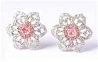 Natural Pink Diamond 18Kt Gold Earrings