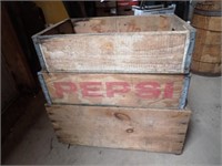 Pepsi Wooden Crate, (2) Other Wooden Pop Crates