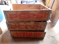 (2) Pepsi Cola Wooden Crates & 7-Up Wooden