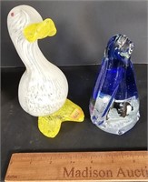 2 Art Glass Animals