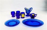 8 Pieces of Cobalt Blue Glassware