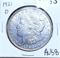 1921-D Silver Peace Dollar CHOICE AU