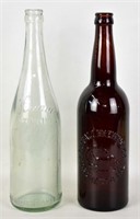 TWO PRE-PROHIBITION EMBOSSED BEER BOTTLES