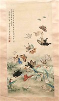 Chinese Painting Scroll of Butterflies