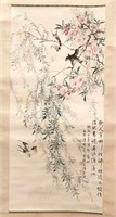 Chinese Painting Scroll of Flower & Birds