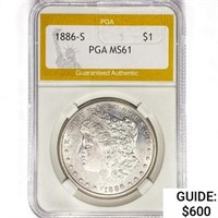 1886-S Morgan Silver Dollar PGA MS61